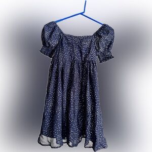 Trixxi Navy and White Dotted Kids Dress